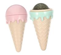 WOONEKY 2Pcs Cat Ice Cream Modeling Adorable Catnip Chew Biting Playthings Portable Interactive Licking for Kittens Fun Teething