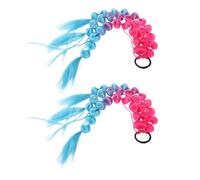 WOONEKY 2pcs Colored Bubble Ponytail Hair Extensions for Lightweight Synthetic Braided Hairpieces with Hair Tie Braids for Festivals and