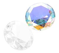WOONEKY 2pcs Crystal Diamond Paperweight Decorative Props for Photo Studio Nail Art and Wedding Display, and Iridescent 80mm Crystal Gems for Showcase and Home Decor