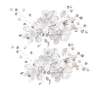 WOONEKY 2pcs Crystal Flower Hair Clips for Weddings Decorative Hair Combs for Brides and Bridesmaids Elegant Bridal Accessories with Shell Petal Design Sparkling Crystal Adornments