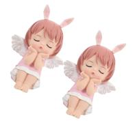 WOONEKY 2pcs Cute Angel Cake Toppers for Birthday Decorations Adorable Figurine Decor for Cake Table and Flower Pots Whimsical Angel Design Versatile Use for Celebrations