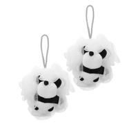 WOONEKY 2pcs Cute Panda Bath Loofah for Boy Girl and Soft Mesh Exfoliating Shower Sponge Gentle Back Cleansing Cloth Comfortable Bath Accessories