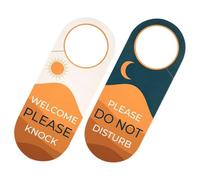 WOONEKY 2pcs Double-sided Hotel Door Hanger Sign Portable Multi-function Do Not Disturb and Welcome Please Knock Reversible Door Handle Sign for Privacy and Guest Convenience
