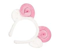 WOONEKY 2pcs Elegant Sheep Horn Hair Hoop Headband Pink Ears Headwear for Girls Ladies Sheep Ears Hair Band for Eid Decorations