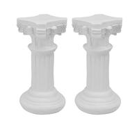 WOONEKY 2Pcs European Style White Resin Roman Column Angel Home Ornaments Classic Garden Table Decorations Elegant Craft for Indoor Outdoor Use