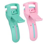 WOONEKY 2pcs Eyelash Curler Plastic Eyelash Clamp with Refill Rubber Pads for Makeup Beauty Tool in Pink and Blue Easy to Use for Charming Eye Look and