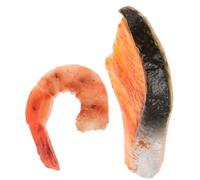 WOONEKY 2pcs Fake Barbecue Fish Block Model Realistic Simulated Food Decoration for Cooking Playset Restaurant Decor and Seafood Display