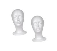 WOONEKY 2pcs Female Foam Mannequin Heads White Wig Display Stand Hat Display Rack Head Model for Salon Shop Window