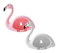 WOONEKY 2pcs Flamingo Wall Mounted Toothbrush Holder Nail Bathroom Organizer for Electric Toothbrushes Boys and Girls Adults Space-saving Rack for Home Hotel Kitchen Washroom