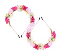 WOONEKY 2Pcs Floral Hair Bands Fake Flower Crowns for Women Wedding Headbands for Brides Hawaiian Festival Halloween Cosplay Party Garland Hair Accessories