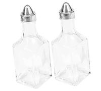 WOONEKY 2Pcs Glass Oil Dispenser Bottles with Lid Ergonomic Portable Sauce Containers for Olive Oil Vinegar Soy Sauce Kitchen Use and Stylish Household Dressing Bottles