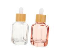 WOONEKY 2pcs Glass Perfume Dropper Bottles 10ml Half Bamboo Essential Oil Sample Bottles for Cosmetic Lotion Refill Travel Use Pink and Colors