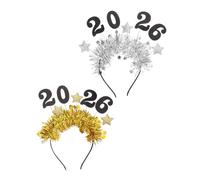 WOONEKY 2PCS Glitter Star Tinsel Year Hair Hoop Headbands for Women Lightweight Comfortable Party Accessories for Holiday Celebrations and Festive Gatherings