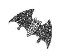 WOONEKY 2pcs Halloween Bat Wings Hairpin Bat Rhinestone Barrette Black Alloy Clip Unique Flexible Teeth Hair Ornament