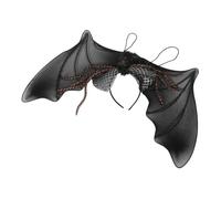 WOONEKY 2pcs Halloween Bat Wings Set Black Spiderweb Headband Devil Wings Halloween Costume Accessories for Adults Party Supplies