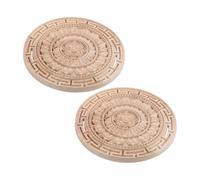 WOONEKY 2pcs Hand Carved Wood Appliques Unpainted Hardwood Decorative Onlays for DIY Furniture Floral Mandala Design Wooden Decals for Bed Frame Cabinet Door Wall Classic European Style