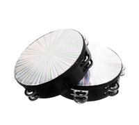 WOONEKY 2pcs Handheld Double Row Tambourine Drum Music Instrument for Orff Performance Easy to Play Crisp Sound for Team Activities and Dance Routines