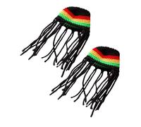 WOONEKY 2pcs Handmade Braided Crochet Pet Hats for Cats and Small Dogs Polyester Knitted Costume Accessories Easy to Wear Halloween Party Hat Cute Puppy Headwear for Photoshoots and