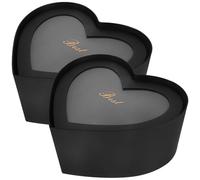 WOONEKY 2pcs Heart-Shaped Flower Packaging Boxes with Window, Black Flower Storage and Boxes for Valentine’S Day, Mother’S Day, and Special Occasions