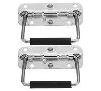 WOONEKY 2Pcs Heavy Duty Flight Case Handles Anti-Rust Toolbox Pull Handles with Screw Holes Foldable Cabinet Carry for Toolboxes and Storage Boxes