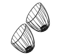 WOONEKY 2pcs Industrial Metal Cage Lamp Shade Bulb Covers Hollow Wire Pendant Lampshade for Hanging Light Fixtures Vintage Black Iron Wire Guard for Bedroom Dining