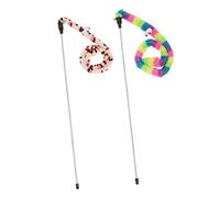 WOONEKY 2pcs Interactive Cat Teaser Sticks Long Strip for Indoor Cats Safe Durable Kitten Plaything for Reducing Bad Biting Behavior Engaging Teasing Wand with Bells