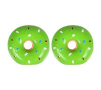 WOONEKY 2pcs Interactive Donut Shaped Dog with Built Squeaker Latex Chew for Puppies and Small Dogs Funny Teething Entertainment Pet Supplies in Light Green