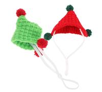 WOONEKY 2pcs Knitted Pet Hat with Pompom for Small Animals Cute for Hamsters and Guinea Pigs for Dress Up Cosplay and Photo Props Multiple Colors