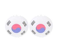 WOONEKY 2pcs Korean Traditional Round Paper Lanterns 8 Inch Diameter Foldable Taeguk Flag Hanging Lanterns for BBQ Restaurant Party Wedding Decorations