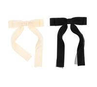 WOONEKY 2pcs Large Bowknot Hair Clips Lightweight Chiffon Ponytail Holders for Women Elegant French Barrettes Classic Black White Secure Spring Clip Hair Accessories