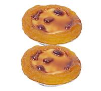 WOONEKY 2Pcs Lifelike Artificial Egg Tart Models 3.5X2.5X7Cm Fake Bakery Play Food Decoration for Pretend Play and Photography Props