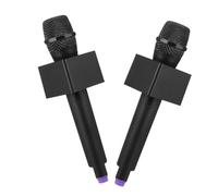 WOONEKY 2pcs Microphones Portable Plastic Pretend Mic Model with Small Square Labels for Party Stage Props Interactive Learning Lightweight Grip Fun Role Play Accessories