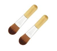WOONEKY 2pcs Mini Foundation Brush with Short Wooden Handles Soft Dense Nylon Fiber Makeup Brushes for Liquid and Powder Cosmetics Portable Makeup Tool for Blending and Contouring