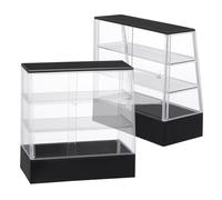 WOONEKY 2Pcs Miniature Dollhouse Bakery Cabinet Set, Black Simulation Mini Cake Display Cabinets for Doll House Décor and Pretend Play Accessories