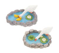 WOONEKY 2pcs Miniature Resin Fairy Garden Ornament Tiny Goose and Figurines Fish Accessories for Indoor Outdoor Patio Balcony Lawn Decoration