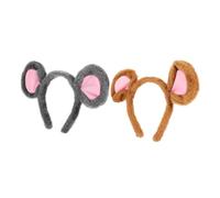 WOONEKY 2pcs Mouse Ear Headbands Plush Animal Hairbands Comfortable Cosplay Accessories for Party Performance Soft Jungle Animal Hair Bands for Adults