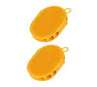 WOONEKY 2pcs Multi-functional Bath and Massage Brush for Pets Portable Shampoo Brush for Dogs and Cats Dual-sided Cleaning Tool for Grooming and Relaxation