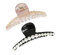 WOONEKY 2pcs Pearls Hair Claws Fashion Hairpins Hair Clips Accessories Ponytail Holder Essential Pearls for