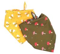 WOONEKY 2pcs Pet Scarf Bee and Mushroom Print for Dogs Cats Triangular Bandana for Pet Birthday Celebrations Easy to Clean and Unique Design