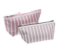 WOONEKY 2pcs Portable Travel Toiletry Bags for Women Multi-Function Cosmetic Pouches with Smooth Zipper Striped Handheld Makeup Organizers for Toiletries and Small Personal Items