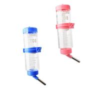 WOONEKY 2pcs Rabbit Drinking Containers Leakproof Chinchilla Water Dispenser with Built-in Ball Design Pet Drinking Bottle for Guinea Pig and Squirrel Cage Blue Pink