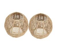 WOONEKY 2pcs Rattan Woven Lampshade Ceiling Lamp Cover Handmade Braided Light Fixture for Restaurant Bar Home Decor Unique Vintage Design Easy to Install Fade Resistant