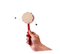 WOONEKY 2pcs Rattle Drum Wooden Handle Sheepskin Drumhead as Musical Instrument Toys for Boys and Girls Great for Shaking Activities and Early Development