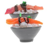 WOONEKY 2Pcs Realistic Beef Rice Food Model PVC Pretend Play Kitchen Accessories for Fake Food Photo Prop for Display and Learning Simulation Decoration