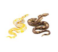WOONEKY 2pcs Realistic Fake Snake Figures Tricky Prop for Teaching and Party Decoration Lifelike Yellow and Brown Snake Models for Pranks and Home Ornament