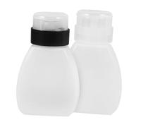 WOONEKY 2pcs Refillable Press Liquid Dispenser Bottles Clear Black Curved Design for Nail Polish Remover Cleaning Durable Containers for Home and Travel