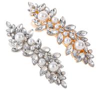 WOONEKY 2pcs Rhinestone and Pearl Hair Clips for Women Elegant Hair Barrettes Stylish Accessories Silver Gold Color Options