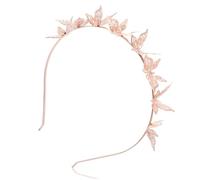 WOONEKY 2pcs Rose Gold Metal Hair Hoops Stereoscopic Butterfly Headbands for Party Costume Elastic Lightweight Decorative Hair Bands
