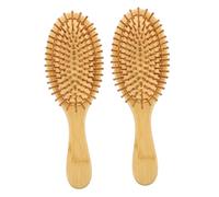 WOONEKY 2pcs Scalp Massage Brush Bamboo Comb and Brush for Men Women Wet Dry Hair Hair Loss Prevention Split Ends Brittle Travel Accessory