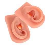 WOONEKY 2Pcs Silicone Ear Models for Piercing Practice Realistic Simulation Ear Model for Jewelry Display Deep Skin Tone Essential Training Tool for Nurses and Doctors